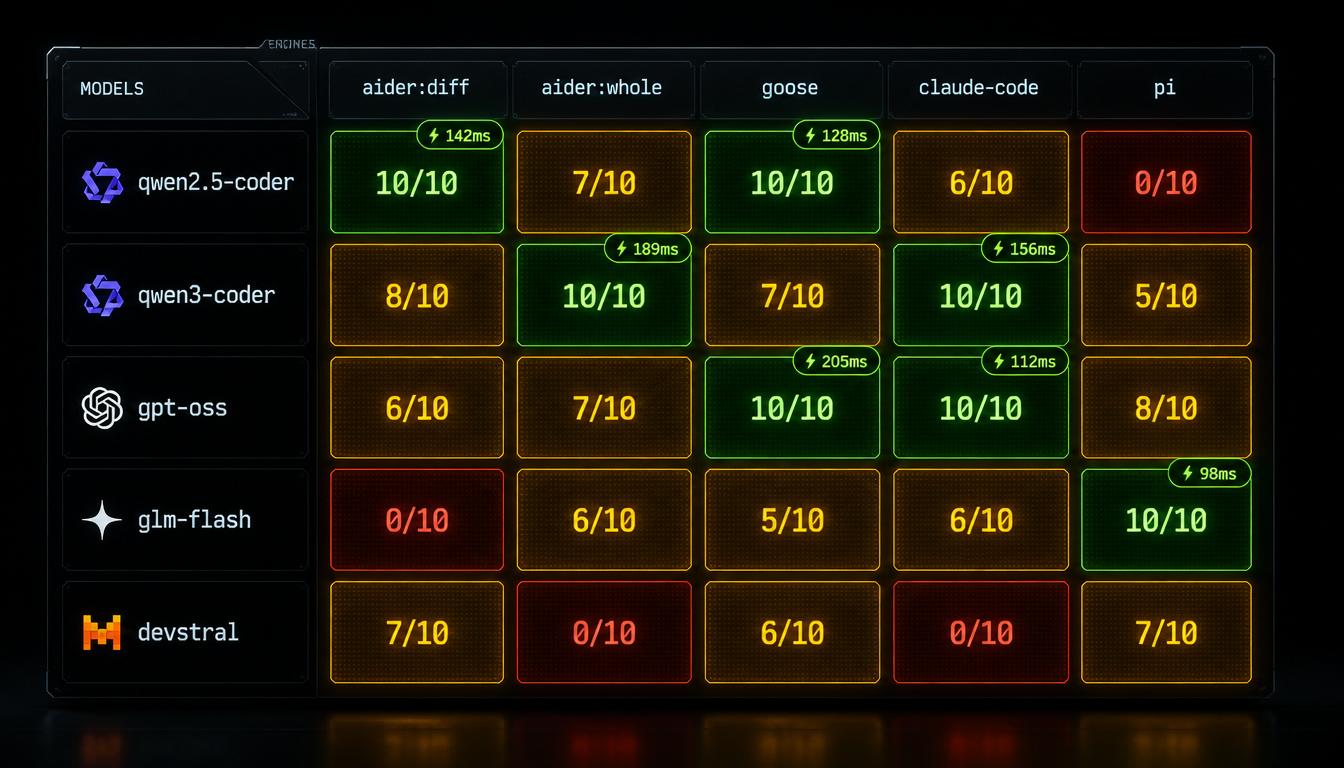 We Tested Every Agentic Coding Engine Against Every Local Model. The Results Were Weird.